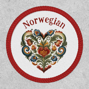 Norwegian Rosemaling Folk Art Heart Patch
