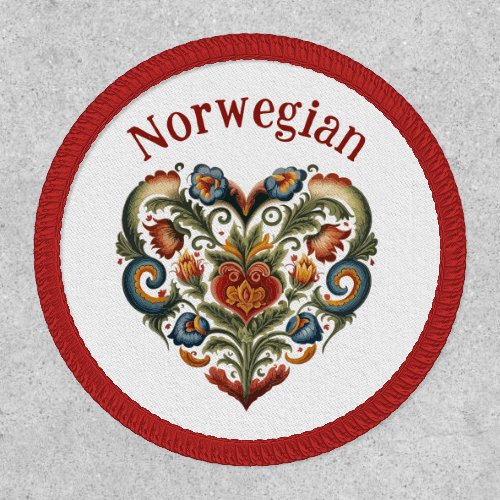 Norwegian Rosemaling Folk Art Heart  Patch