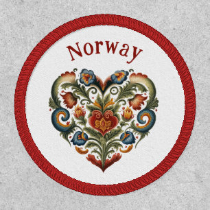 Norwegian Rosemaling Folk Art Heart Patch