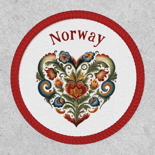 Norwegian Rosemaling Folk Art Heart Patch