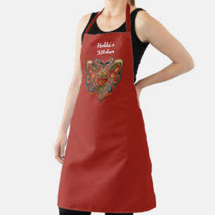 Norwegian Rosemaling Folk Art Heart Personalized Apron