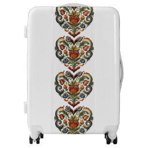 Norwegian Rosemaling Folk Art Heart Personalized Luggage