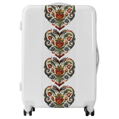 Norwegian Rosemaling Folk Art Heart Personalized  Luggage