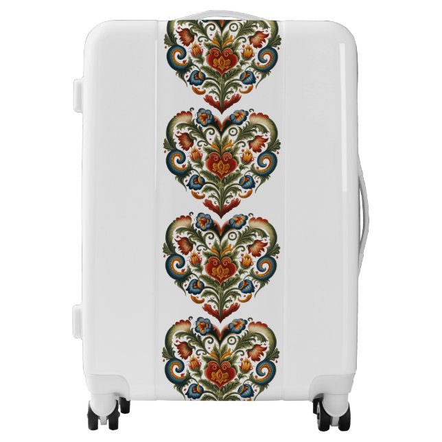 Norwegian Rosemaling Folk Art Heart Personalized  Luggage (Front)