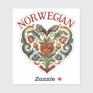 Norwegian Rosemaling Folk Art Heart Sticker