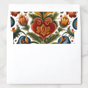 Norwegian Rosemaling Heart Envelope Liner