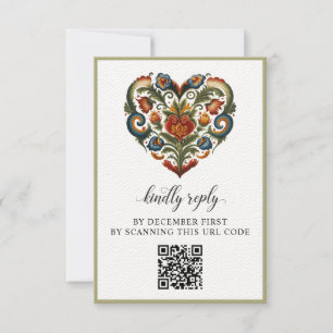 Norwegian Rosemaling Heart Response Card