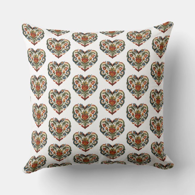 Norwegian Rosemaling I Heart Lefse Throw Pillow (Back)