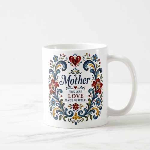 Norwegian Rosemaling Mother Mug – Elegant Floral F