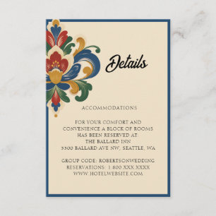 Norwegian Rosemaling Wedding Details Enclosure Card
