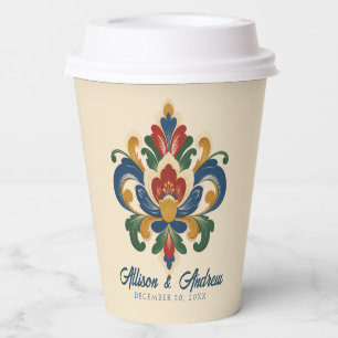 Norwegian Rosemaling Wedding Paper Cups