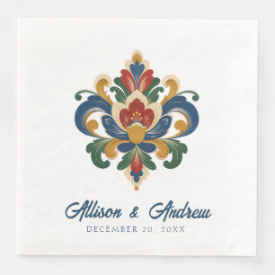 Norwegian Rosemaling Wedding Paper Dinner Napkins