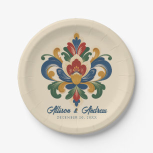 Norwegian Rosemaling Wedding Paper Plates