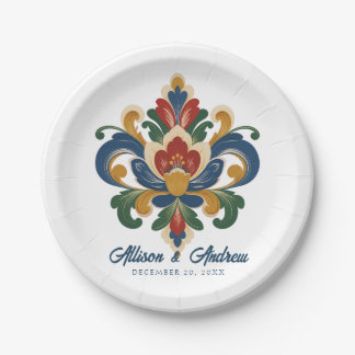 Norwegian Rosemaling Wedding  Paper Plates
