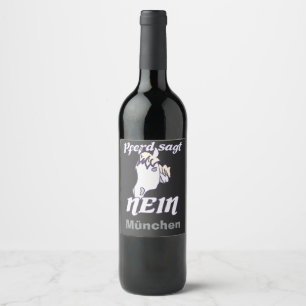 Norwegian says No Funny sassy horses  Wine Label