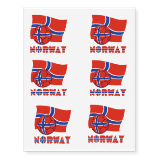 Norwegian Soccer Ball and Flag Temporary Tattoos