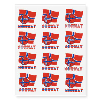 Norwegian Soccer Ball and Flag Temporary Tattoos