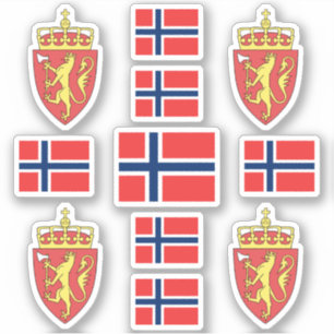 Norwegian state symbols / coat of arms and flag sticker