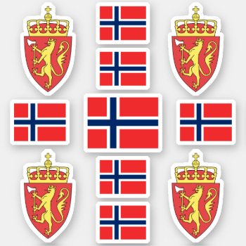 Norwegian State Symbols / Coat Of Arms And Flag Sticker by maxiharmony at Zazzle