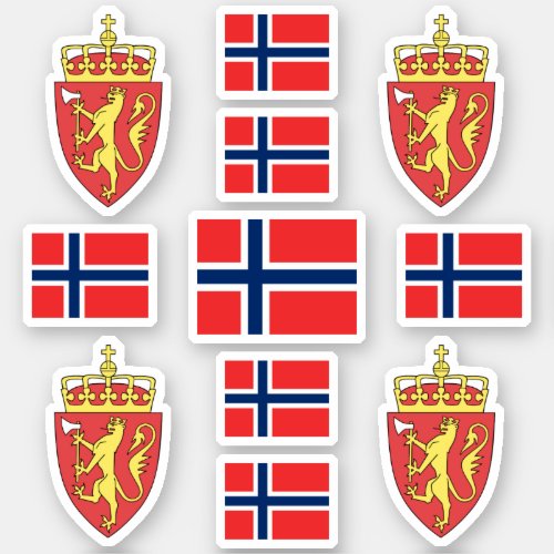 Norwegian state symbols  coat of arms and flag sticker