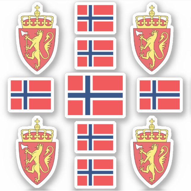 Norwegian state symbols / coat of arms and flag sticker (Front)