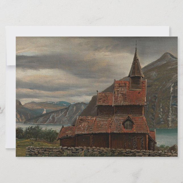 Norwegian Stave Church (by Knud Baade) Card (Front)
