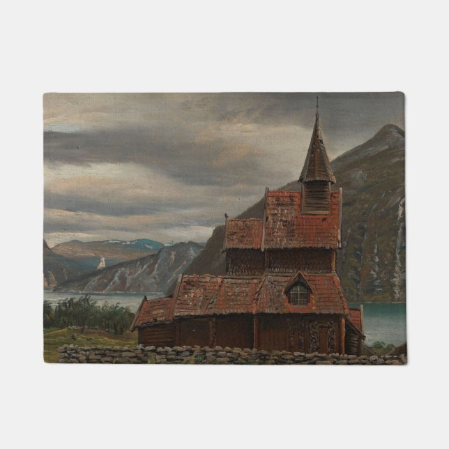 Norwegian Stave Church (by Knud Baade) Doormat (Front)