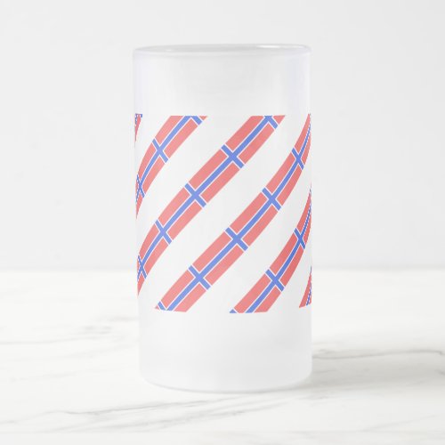 Norwegian stripes flag frosted glass beer mug