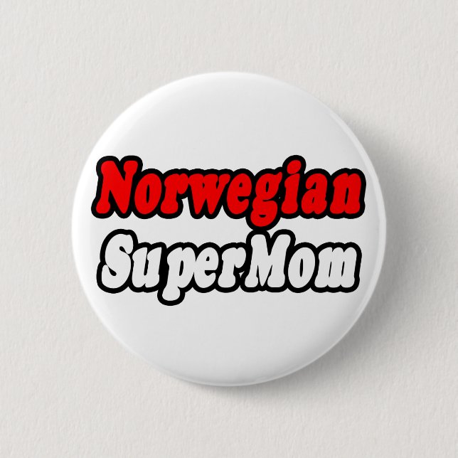 Norwegian SuperMom Pinback Button (Front)