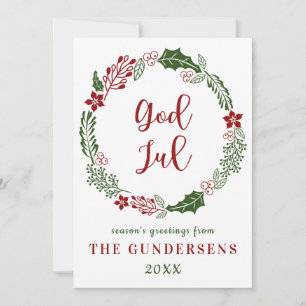 Norwegian & Swedish Merry Christmas, Custom Holiday Card