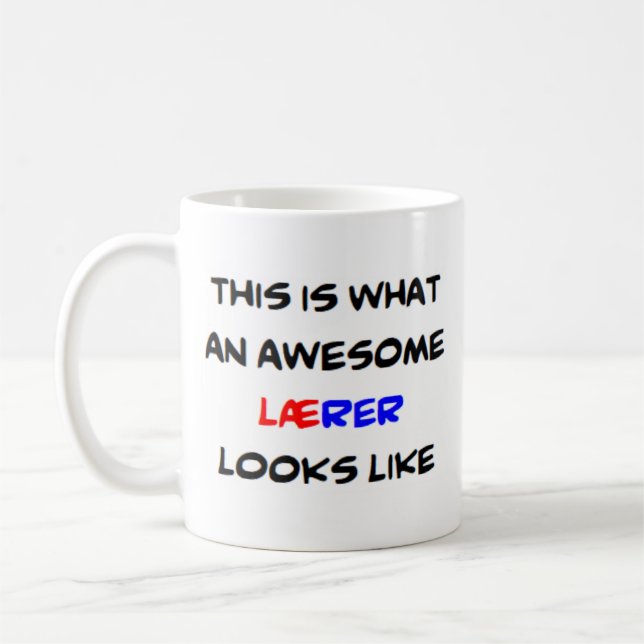 norwegian teacher laerer, awesome coffee mug (Left)