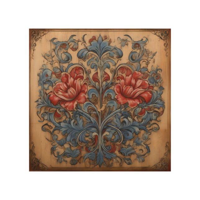Norwegian Telemark Rosemaling Folk Art Print (Front)