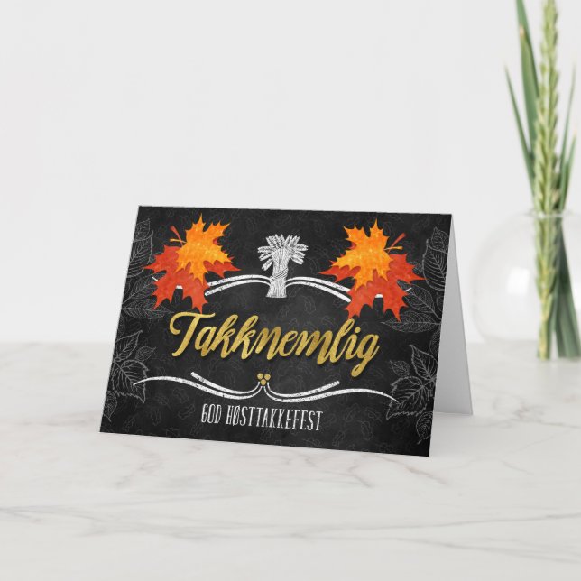 Norwegian Thanksgiving Grateful Blessings Chalk Holiday Card (Front)