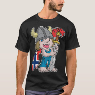 Norwegian Troll Norway Flag Norge Vintage Distress T-Shirt