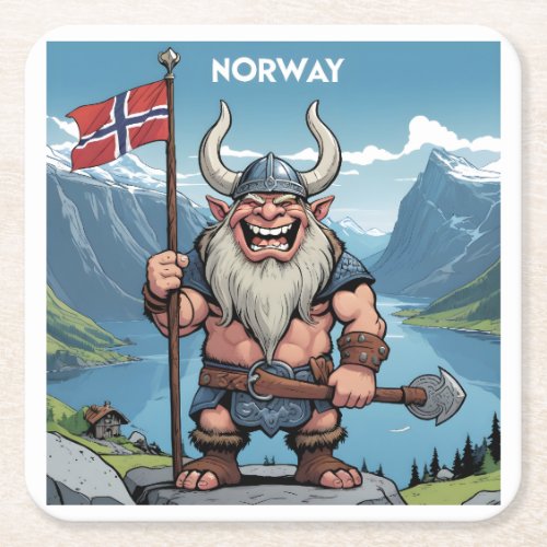 Norwegian Troll Square Paper Coaster