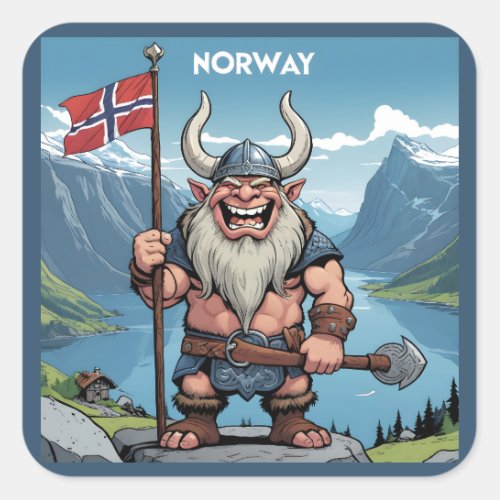 Norwegian Troll Square Sticker