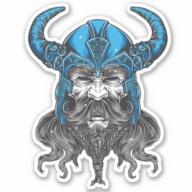 Norwegian Viking Illustration Design Sticker (Front)