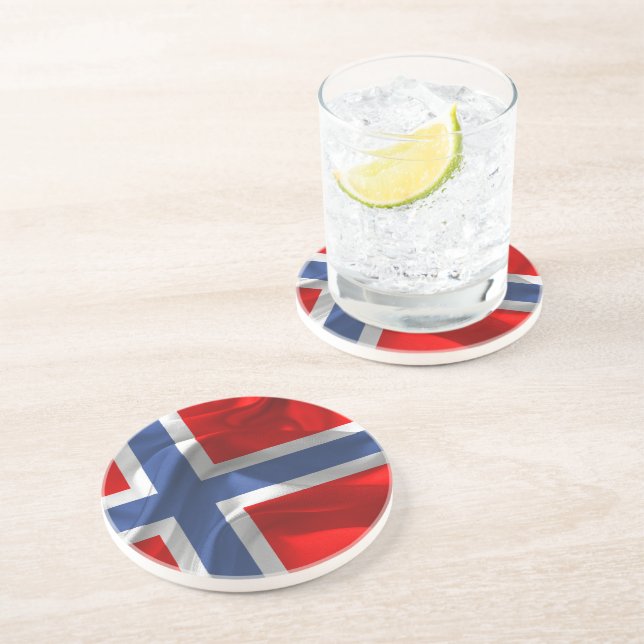 Norwegian waving flag drink coaster (Side)