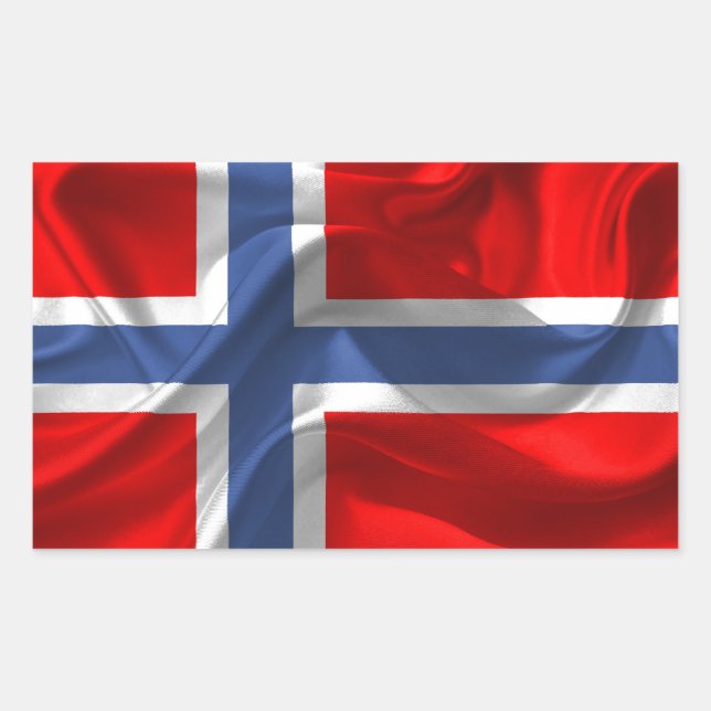 Norwegian waving flag rectangular sticker (Front)