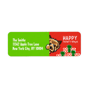 Norwich Cairn Terrier Peek-a-boo Christmas Label