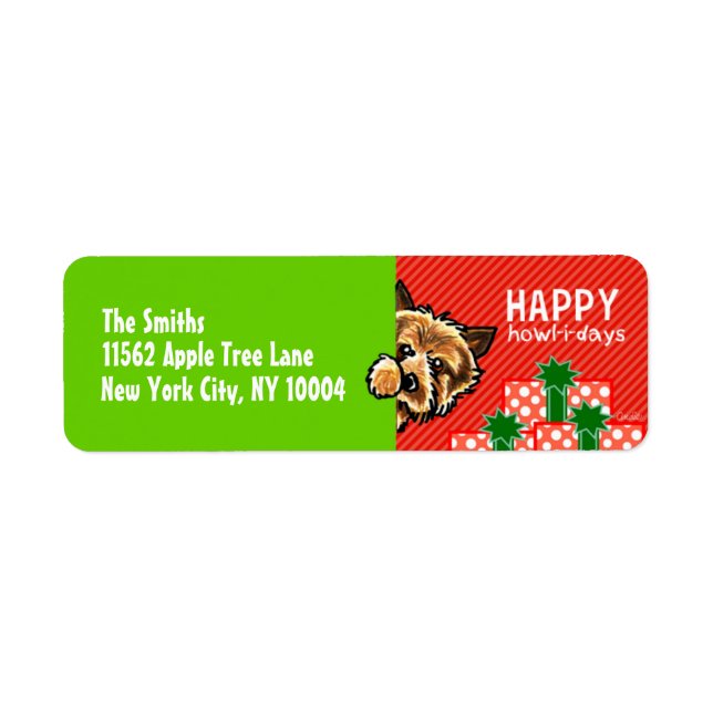 Norwich Cairn Terrier Peek-a-boo Christmas Label (Front)