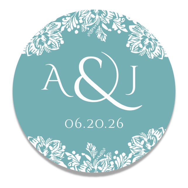 Norwich Classic Wedding Monogram Round Sticker (Personalized Monogram and Wedding Date)