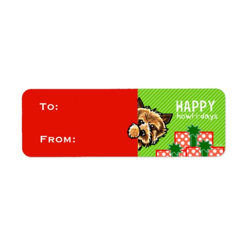 Norwich Terrier Christmas Gift Tags Red Green