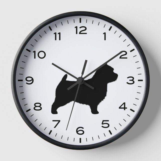 Norwich Terrier Dog Breed Silhouette  Clock (Front)