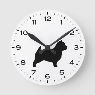 Norwich Terrier Dog Breed Silhouette Round Clock