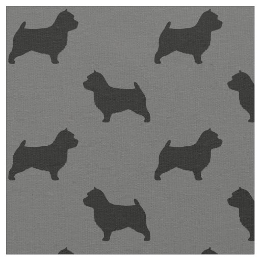 Norwich Terrier Dog Breed Silhouettes Patterned Fabric