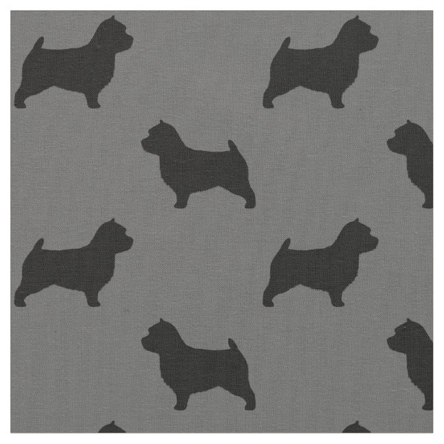 Norwich Terrier Dog Breed Silhouettes Patterned Fabric (Close Up)