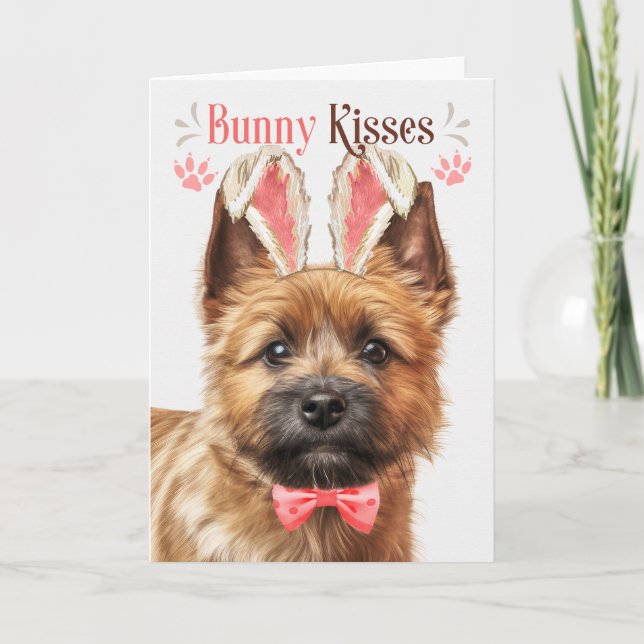 Norwich Terrier Dog Bunny Ears for Easter Holiday Card (Front)