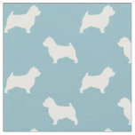 Norwich Terrier Dog Silhouettes Blue and White Fabric