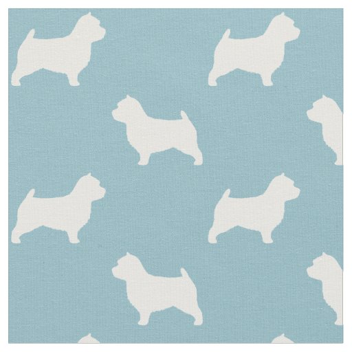 Norwich Terrier Dog Silhouettes Blue and White Fabric
